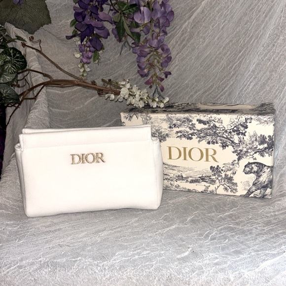 Dior Handbags - Christian Dior white velvet make up bag/clutch
